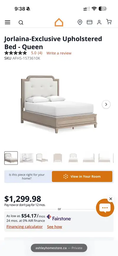Jorlaina-Exclusive Upholstered Bed With Night Stand - Queen, View more