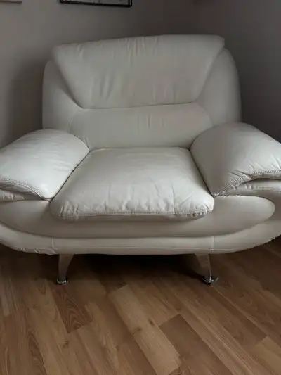 White Armchair with Ottoman ( Footstool), View more
