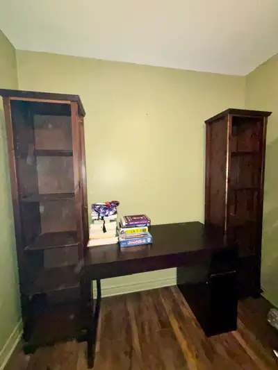2 tall book cases/display shelves, View more