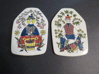 Pair vintage Figgjo Flint Mons og Mille ceramic wall plaques VGC