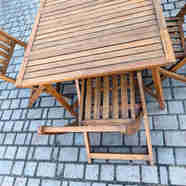 Outdoor wood table and chiars
