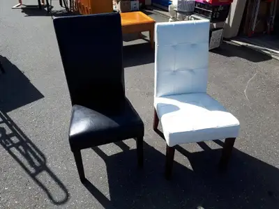 2 LEATHER CHAIRS -TALL BACK- 1 WHITE + 1 BLACK, View more