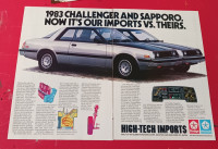 COOL 1983 DODGE CHALLENGER ORIGNAL VINTAGE CAR AD - ANNONCE