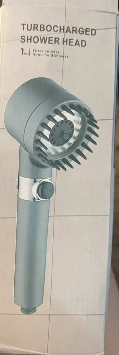Turbocharged Shower Head. Never hooked up. No hose. Pick up. No holds. $5(Bills only). Price is not...