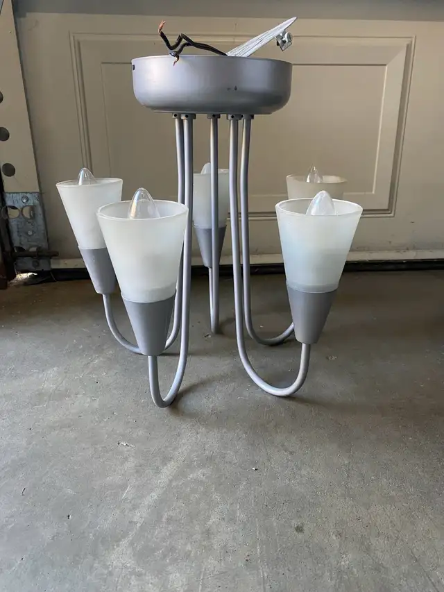 Used 5 Bulb Light Fixture Gray Works in Indoor Lighting & Fans in St. Albert - Image 2