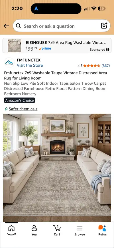 Fmfunctex 7x9 Washable Vintage Area Rug, View more