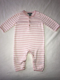 BabyGap Stripe Sweater One-Piece (White & Pink) - 0-3 months