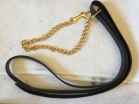 Horse Leather Lead Shank with Brass Chain