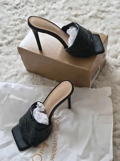 Brand New Onlymaker Black Woven Mules heels - Size 6, View more
