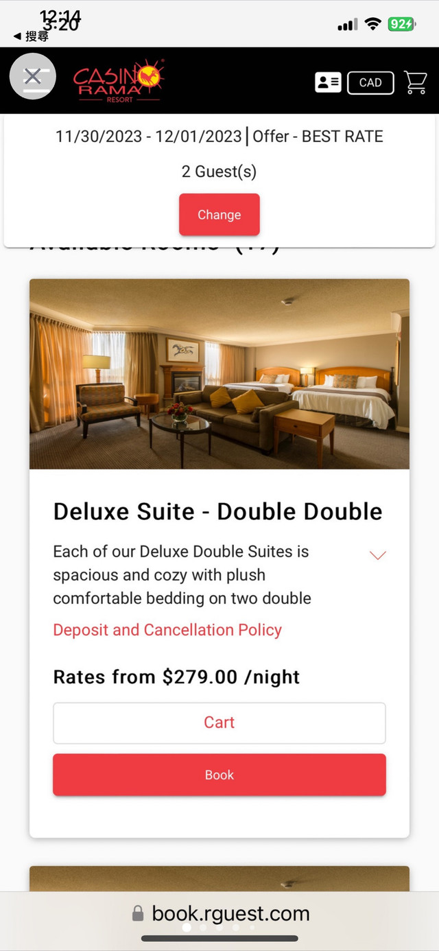 1 Night at Casino Rama Resort-Dec25/any  Mon-Thu $130 in Other in Barrie