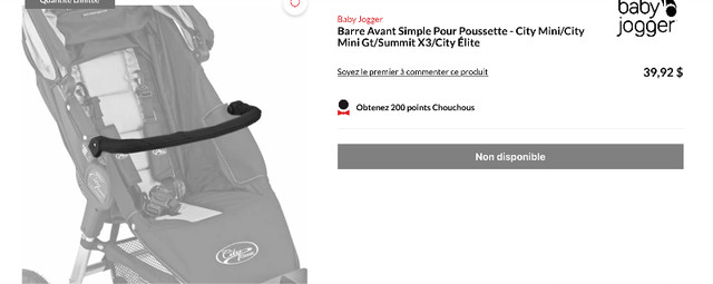 Baby Jogger Barre Avant Simple Pour Poussette dans Poussettes, porte-bébés et sièges d'auto  à Ville de Montréal - Image 2