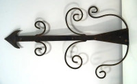 salvaged GOTHIC architectural WROUGHT IRON door ARROWS 24”