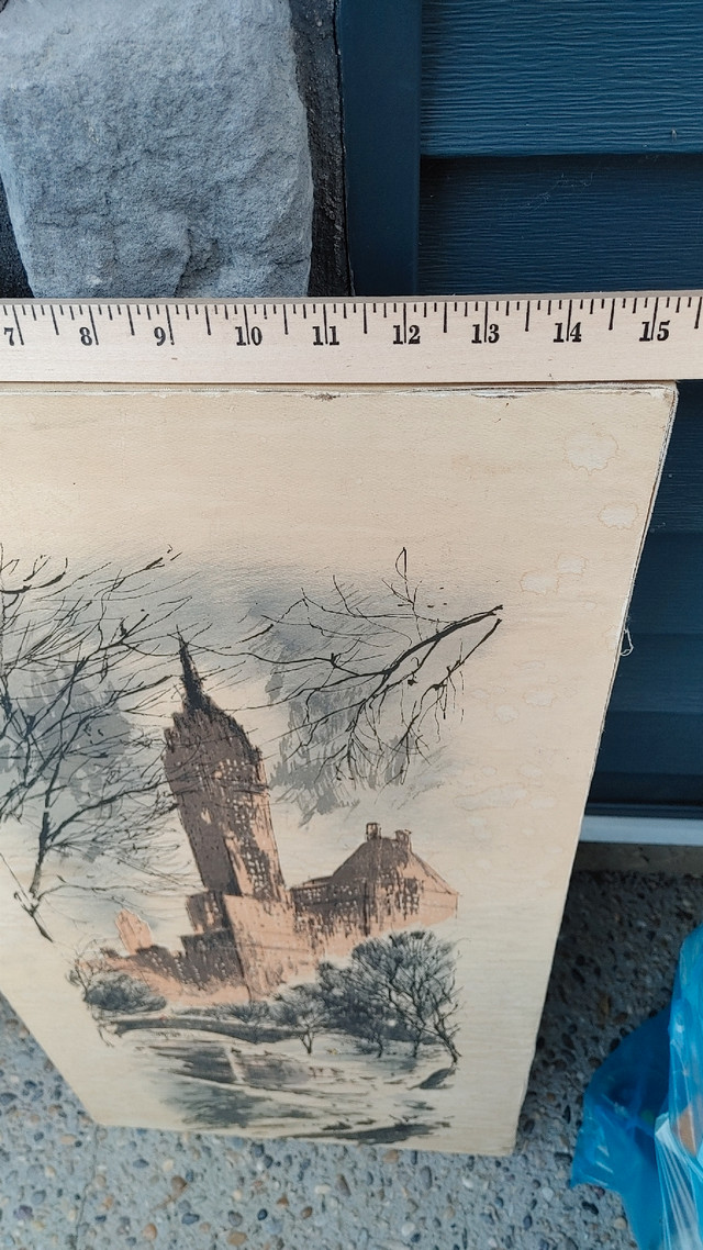 Approx 30 x 15" original art linen on wood panel in Arts & Collectibles in Edmonton - Image 4