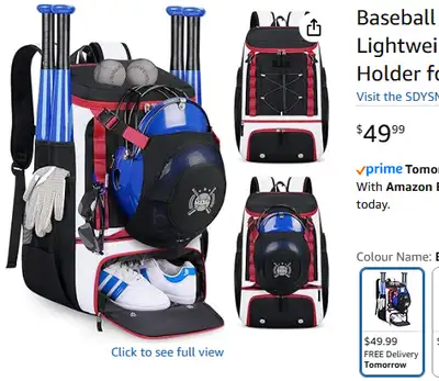 NEW Baseball Bag Softball Bags Large Capacity Shoe Compartment, View more