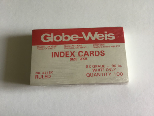 Index cards Globe-Weis,Oxford,scellés,neufs dans Autre  à Ville de Montréal