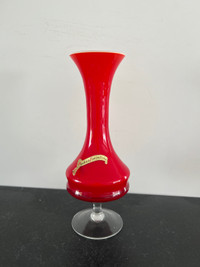 MCM Italian Fiorentina fire red Vase Opalina Glass