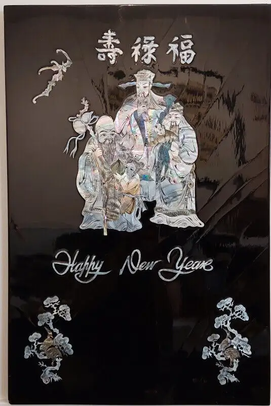TABLEAU AVEC MAQUETERIE DE NACRE SUR LAQUE NOIRE in Arts & Collectibles in City of Montréal - Image 2