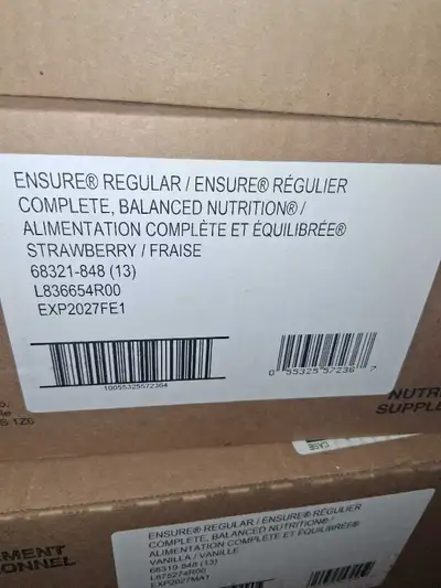 Ensures 2 strawberry 1 vanilla 20$ a box that's 24 in each box, View more