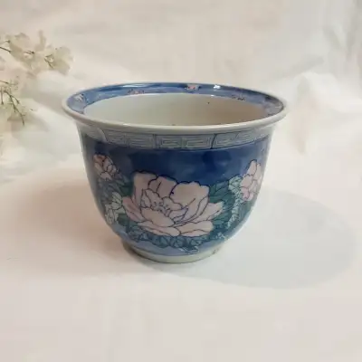 Vintage handmade hand painted Chinese Planting pot porcelain, View more