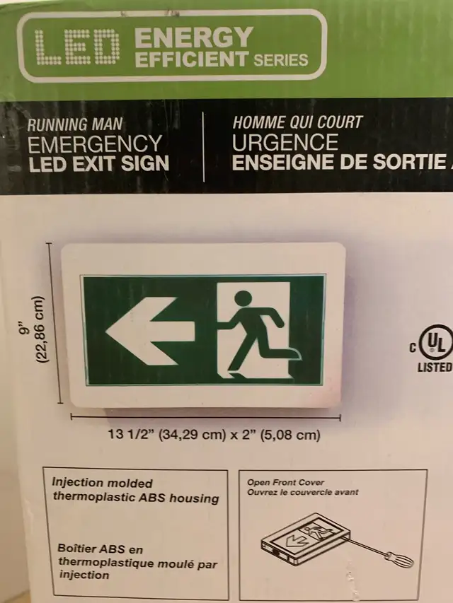 LED running man emergency exit sign. Suitable for Damp Locations in Other in Calgary - Image 8