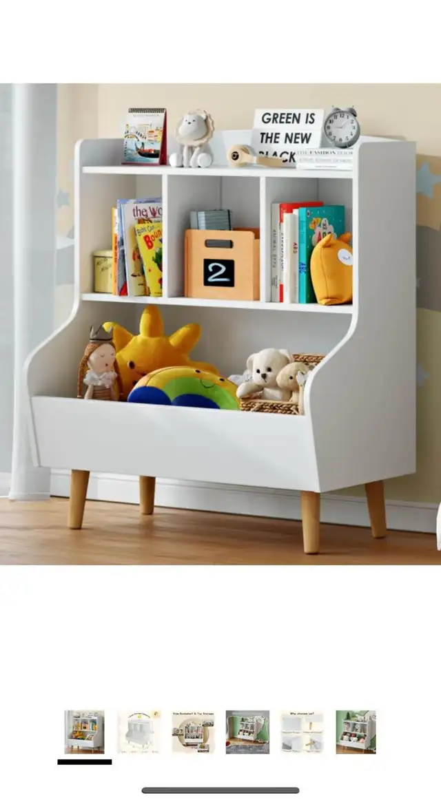 Kids Bookshelf and Toy Storage Organizer, Wooden Toddler Bookshe in Bookcases & Shelving Units in Hamilton - Image 2