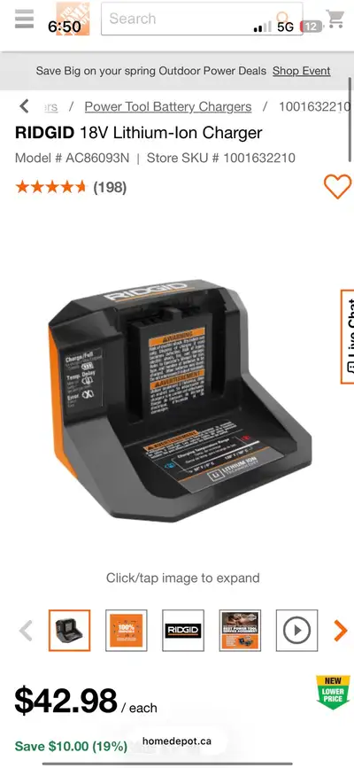 1.5 and 2ah ridgid battery and charger, View more
