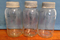 3 Vintage 70 Imperial fluid oz Glass Mason Jars Made in Canada