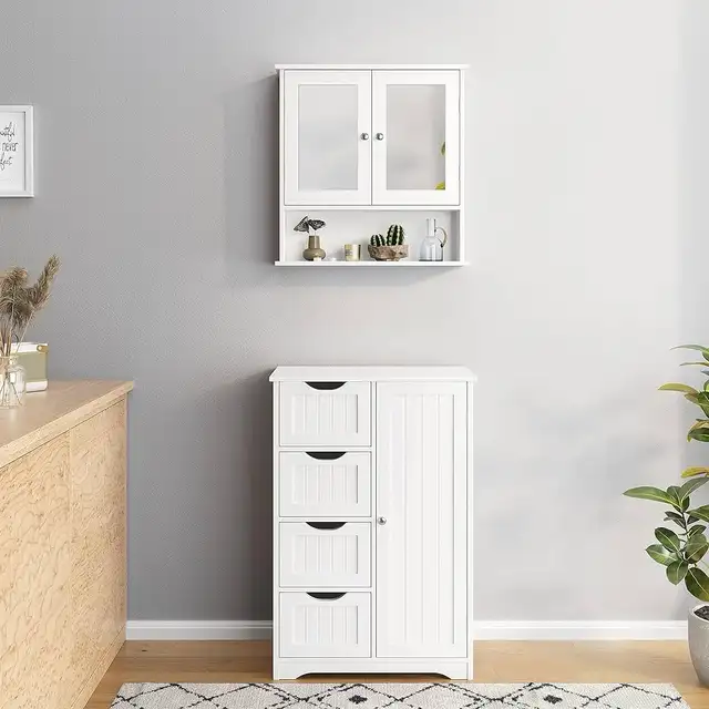 Medicine Cabinets Wooden Bathroom Wall Cabinet with Double Mirro in Home Décor & Accents in Markham / York Region - Image 3