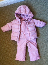 Gap Pink Winter Coat and Matching Bibs Snowsuit, Size 2