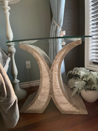 2 ‘Stone’ & Glass End Tables