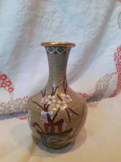 vintage Cloisonne vase 7" H, View more