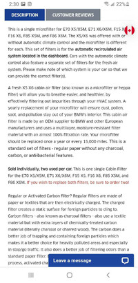 Bmw recirculation cabin air filters