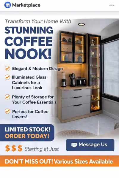 ✔ Modern luxury design ✔ Soft LED lighting inside glass cabinets for a premium look ✔ Large drawers...
