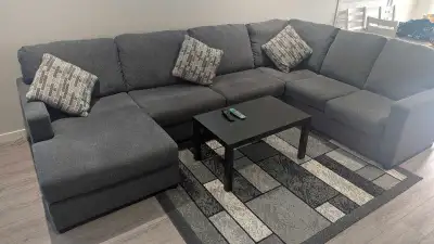 Grey color Ashley sectional sofa L shape Just a month old Selling it because of moving Pet and smoke...