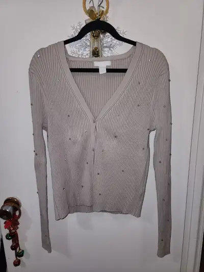 Beige Bejeweled H&M Top, View more