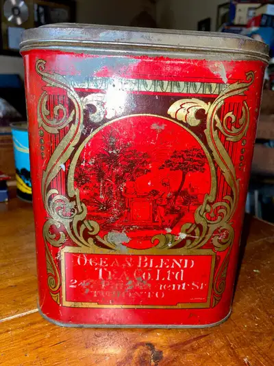 雑貨 インテリア Ocean Blend Indian and Ceylon Tea Tin  ティン缶 ビンテージ Ocean Blend Tea Co Vintage Tin – prettyvintagecambridge