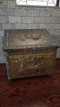Antique Brass Embossed Fire Box