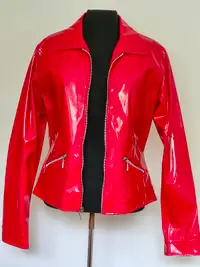 Vintage vibrant shiny bright red bomber jacket by Wonder Girl