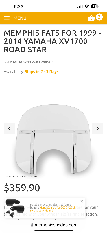 Motorcycle  windshields Memphis Shades mem3711 Yamaha Kawasaki in Other in Barrie - Image 10