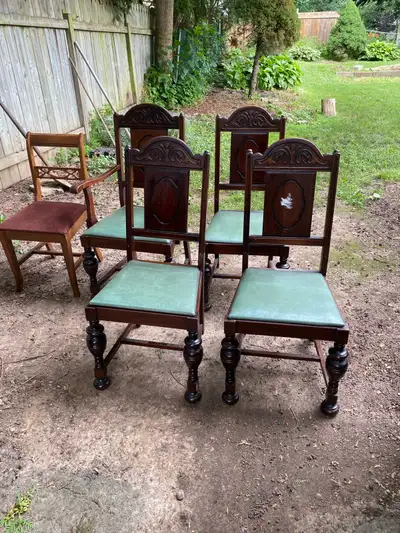 ANTIQUE 5 Vintange Dining Chairs and Table, View more