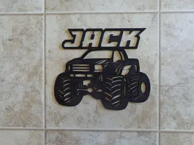 Monster Truck Sign | Laser engraved or Laser cut | Any name available Made from 1/4" birch plywood....