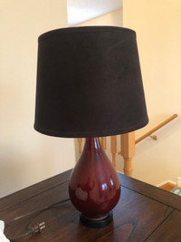 Bowring Red Glass and Black Suede Lamp