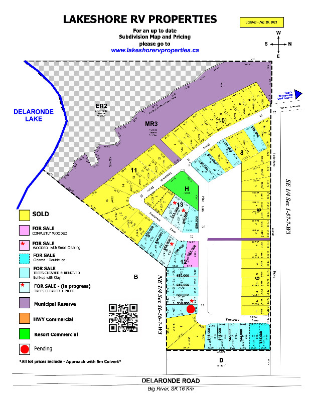 TITLED RV LAKE LOTS FOR SALE On Delaronde Lake Big River, SK Land
