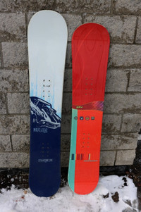 Two fiberglass snowboard snowboards s with metal edges Type A 15