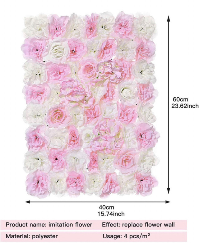 Artificial Flower Wall Background, Flower Wall Panel 3D in Holiday, Event & Seasonal in London - Image 3