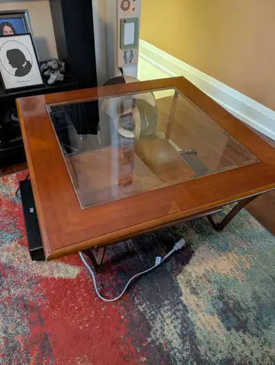 40" x 40" Glass/Wood Coffee Table, View more