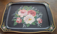 Beautiful Tole-Painted Tray, 18.5" Long, 14.5" Tall