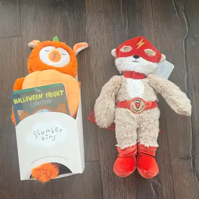 Bundle Of Two Brand New Slumberkin Plushies +Affirmation Cards 1xSlumberkins Halloween Pumpkin Alpac...