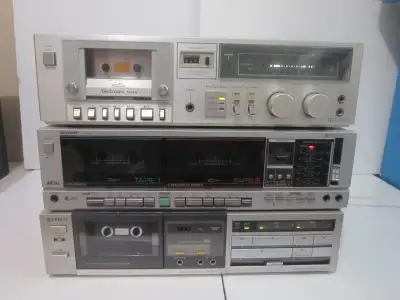 Lot of 3 Cassette Decks SONY TC-FX33 SHARP RT-1010 TECHNICS M218, View more
