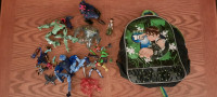 Ben 10 action figures and backpack